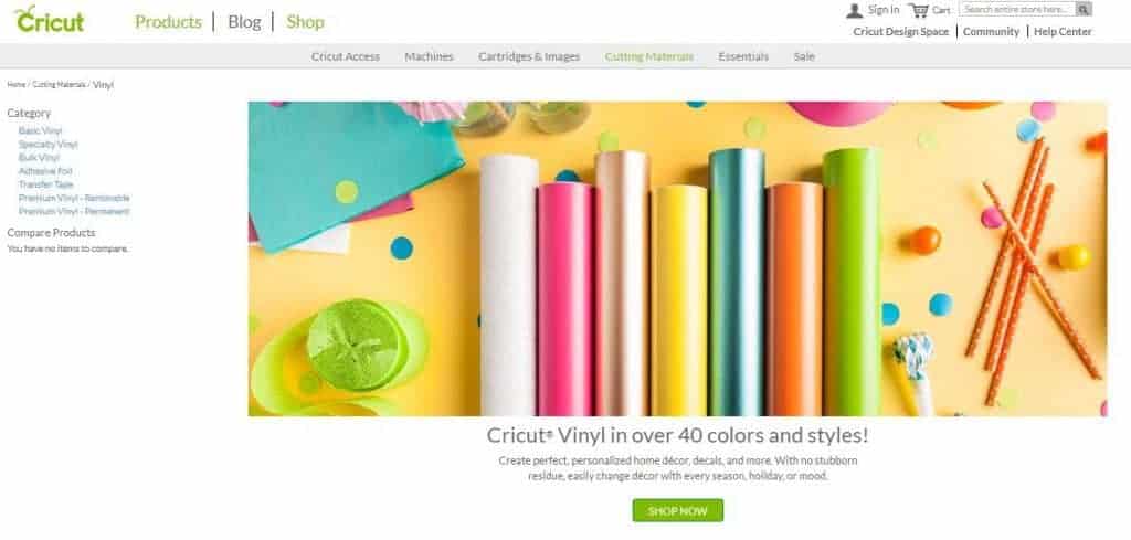 Best Place to Buy Cricut Vinyl: Cricut Website