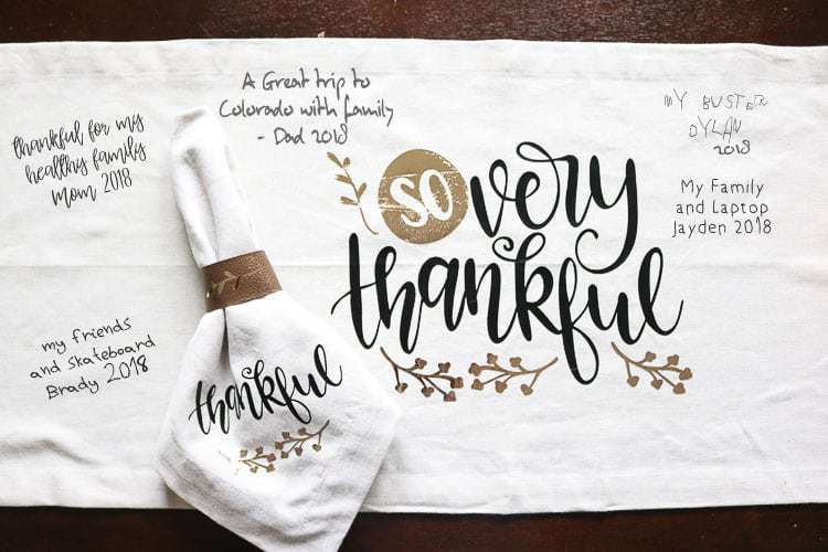 Cricut Easy Press project table runner for Thanksgiving