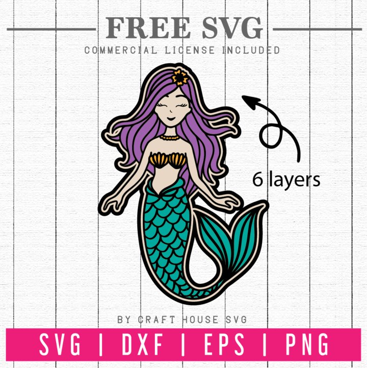 Craft House 6 Layers Mermaid SVG