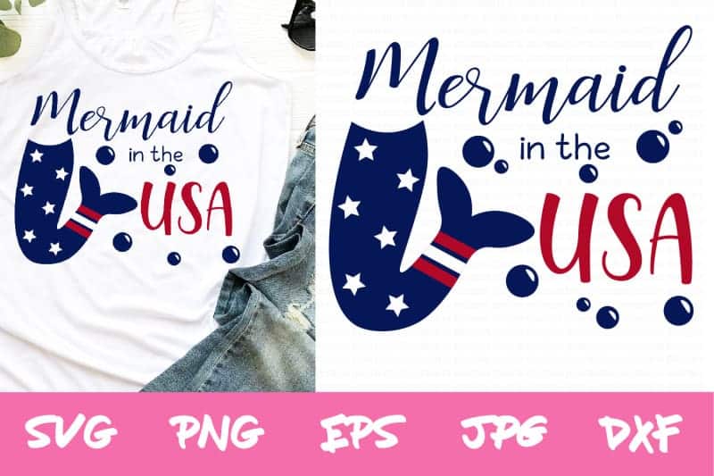 Mermaid in the USA SVG Cut File