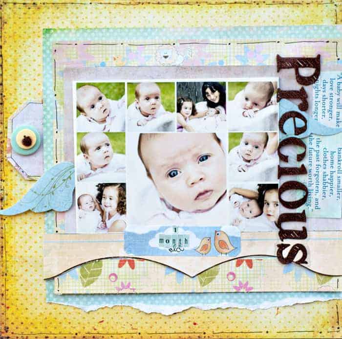 Baby Boy Scrapbook Layout, 12 by 12 Scrapbook Pages, Baby Scrapbook Pages