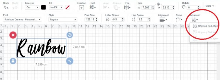 How to ungroup font letters in Cricut Design Space