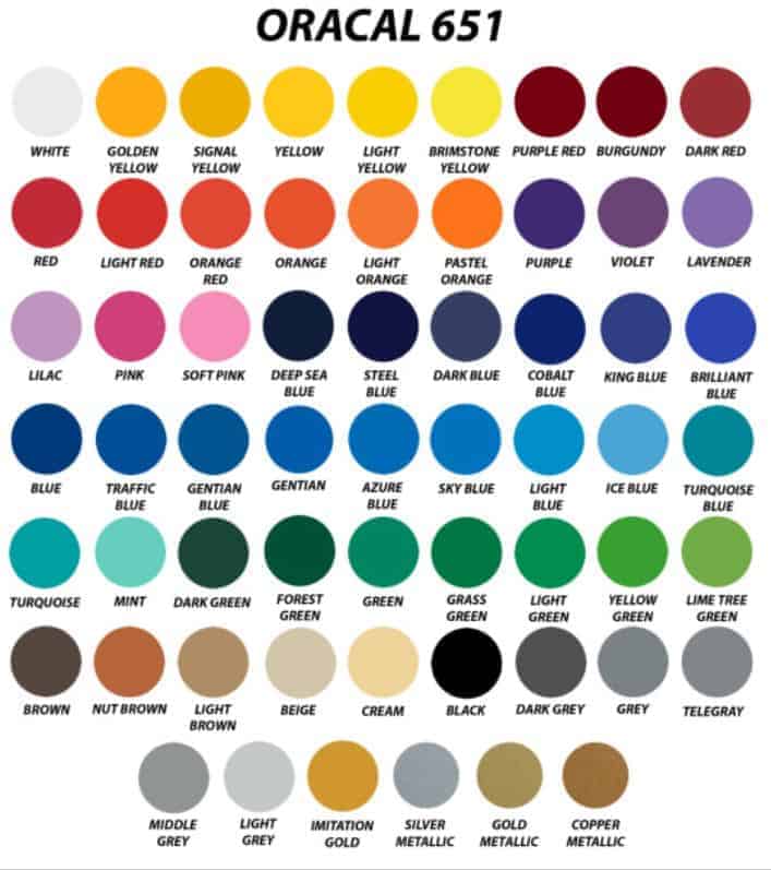 Oracal 651 colors