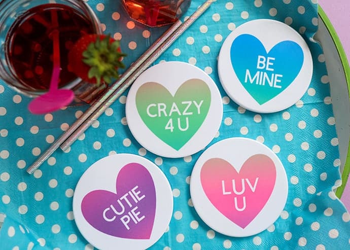 infusible ink heart coasters