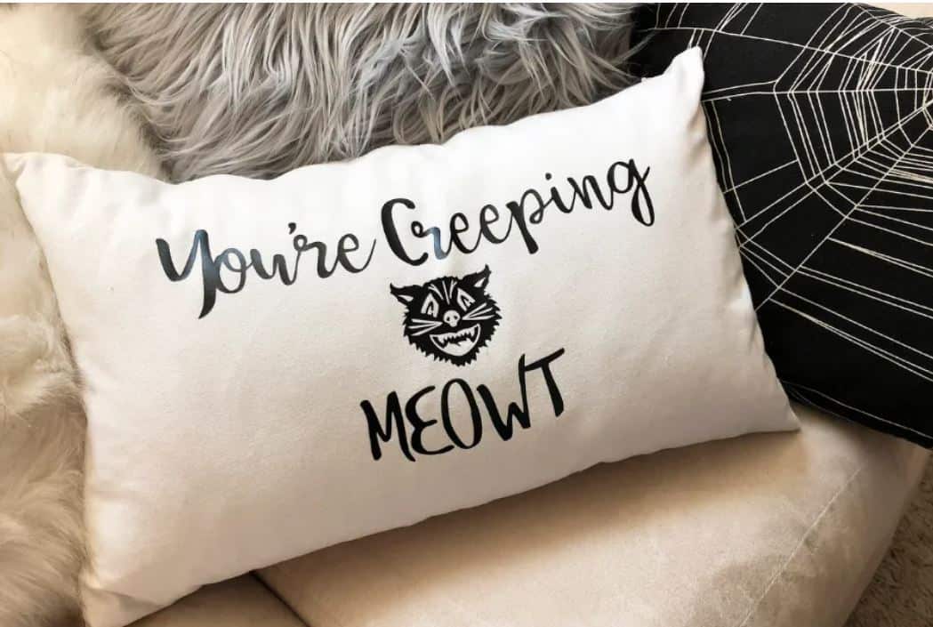 DIY You’re Creeping MEOWT Halloween Vinyl Pillow