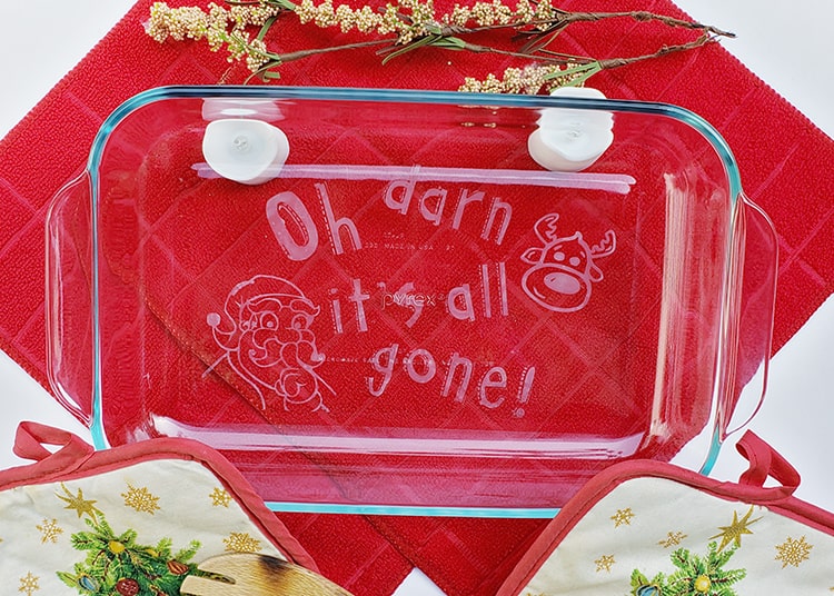 DIY Etched Christmas Casserole Dish