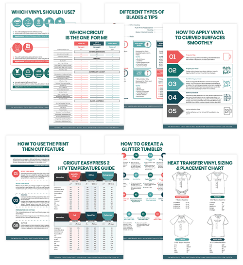 Cricut Cheat Sheet Book Example Pages