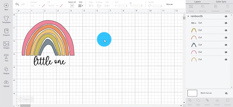 Upload Rainbow SVG into Cricut Design Space