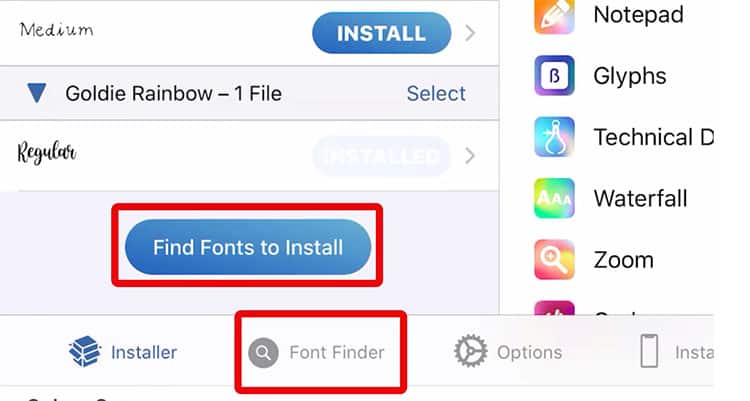 Find font on iFont app