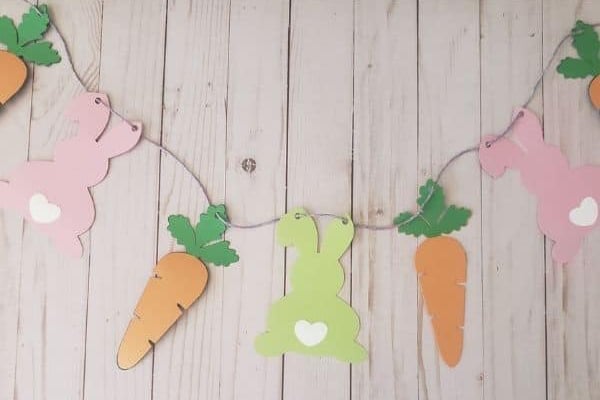 Easter Banner with Carrots and Bunnies