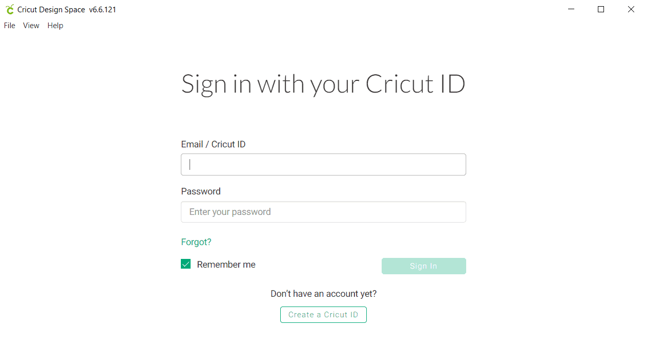 Sign in with Cricut ID and Password