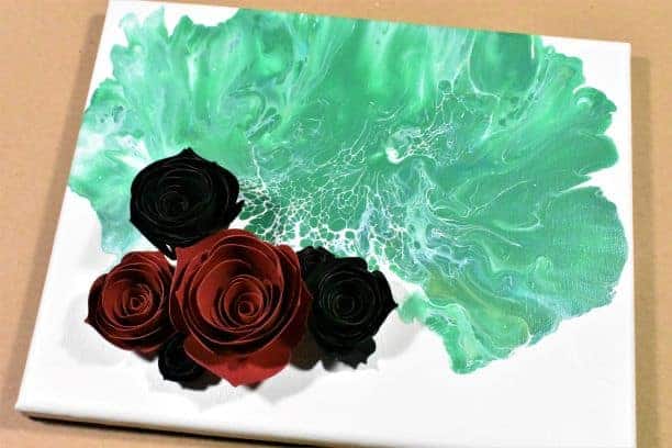 Acrylic-Paint-Pouring-with-3D-Flowers