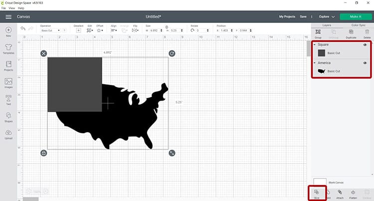 Place shape over America Map