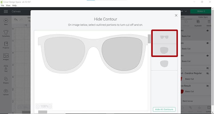 Use Contour to remove areas of glasses