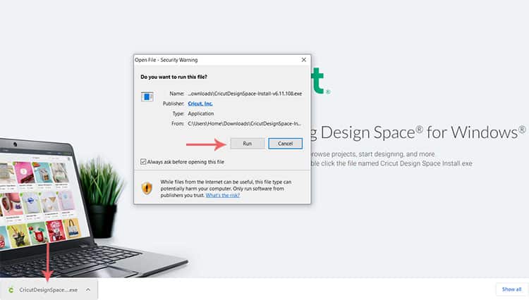 Open Download to install Cricut Design Space