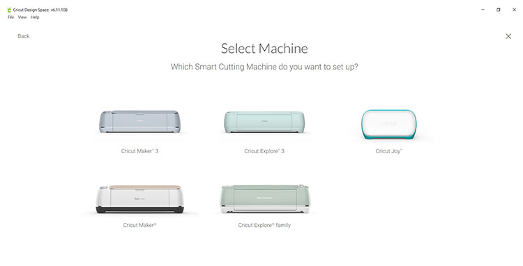 Select the Cricut machine you are setting up
