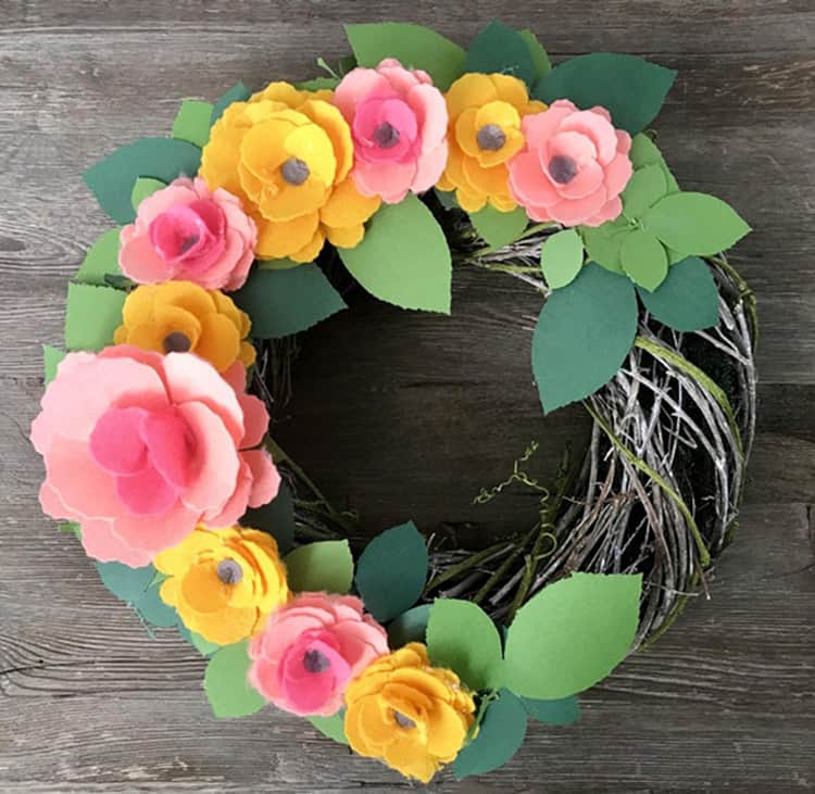 Felt flower wreath