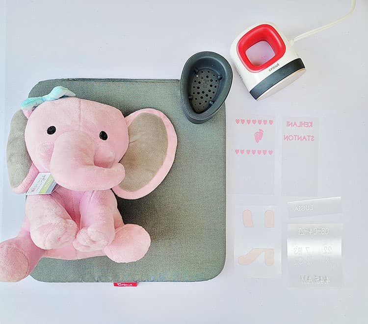 Cricut birth announcement stuffed animal