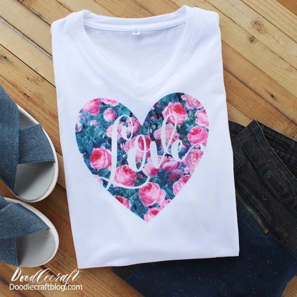 Cricut infusible ink heart with love iron on EasyPress shirt diy