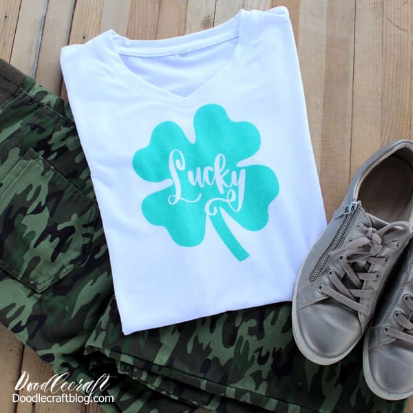 Lucky clover shamrock infusible ink Cricut shirt diy