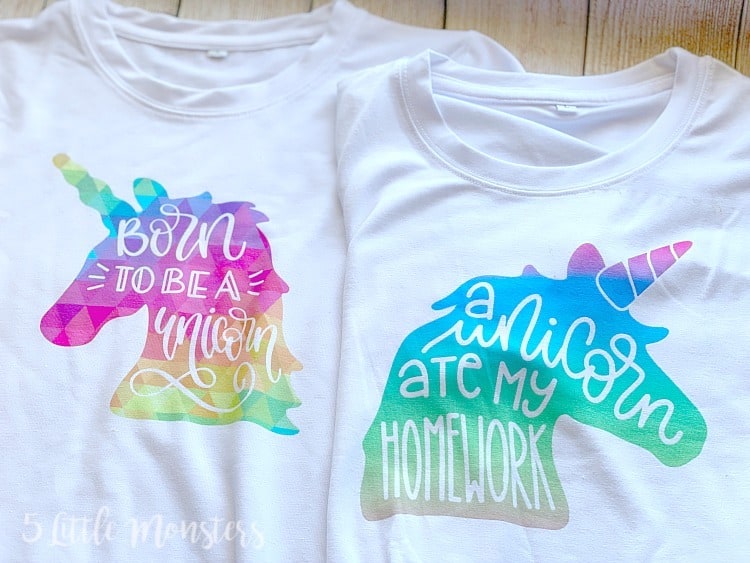 Unicorn Infusible Ink shirts