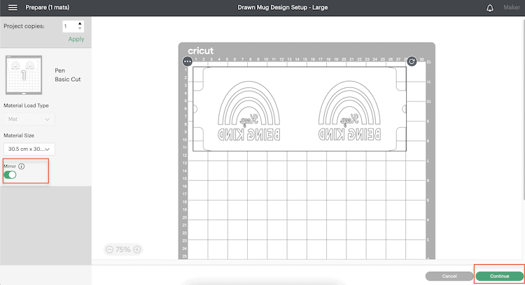 Mirror Design on Project Mat Screen