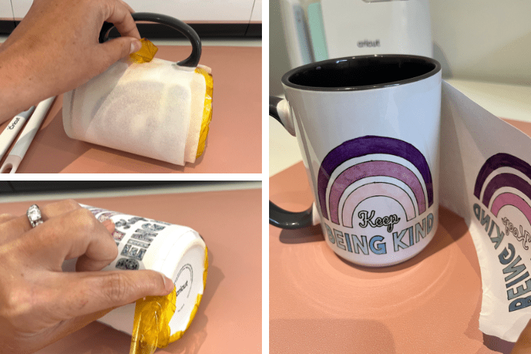 Removing Tape and Paper Layers from Mug