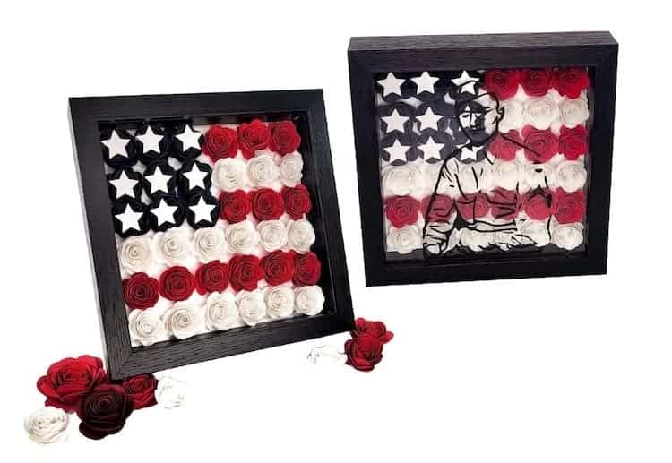 american flag 3d flower shadow box