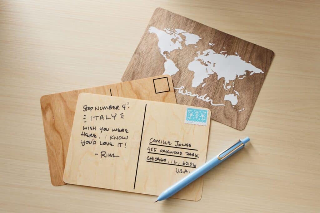 CDS wood veneer postcard project