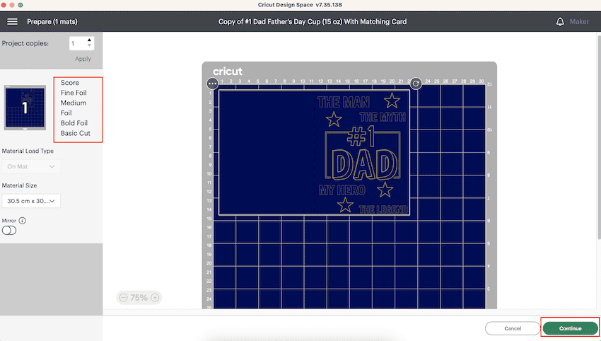 Card design on cutting mat