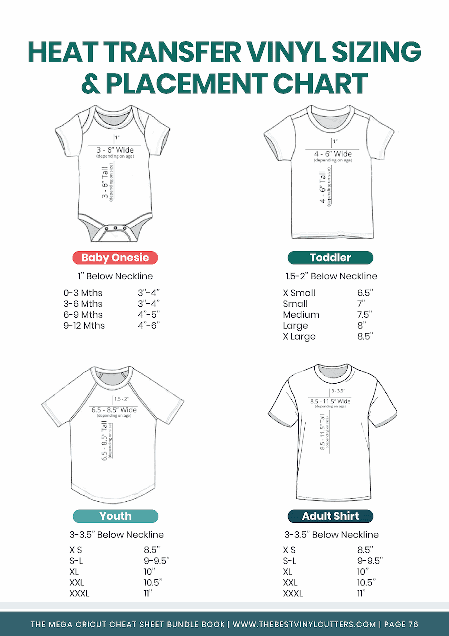 Cheat Sheet for Shirt Decal Sizes