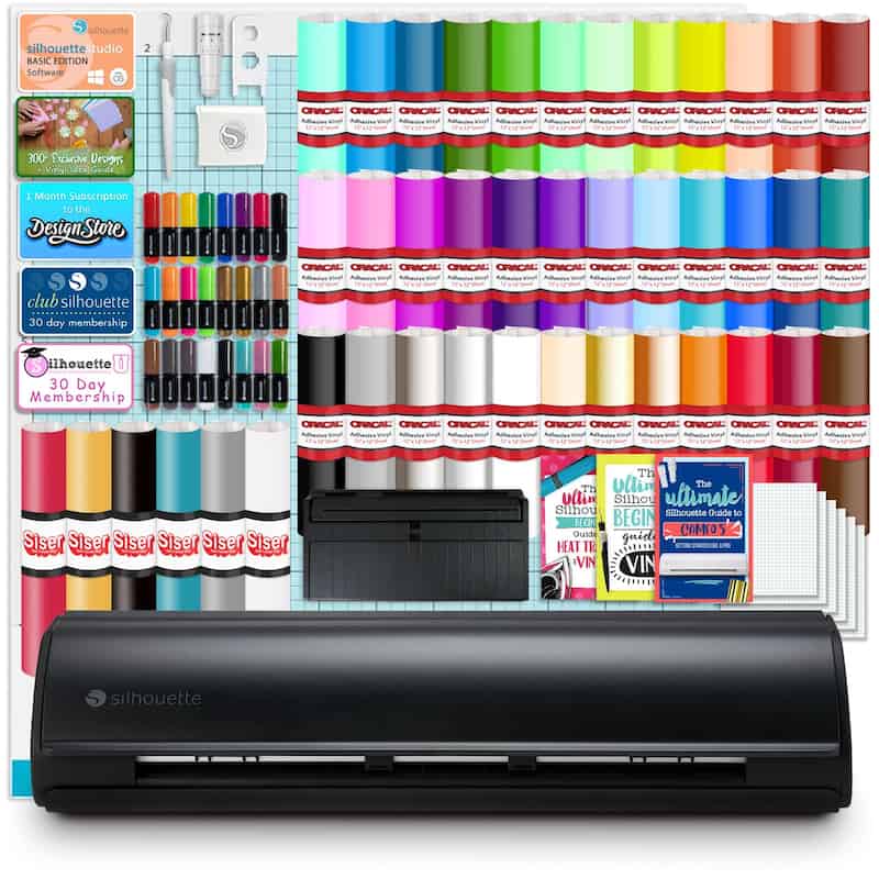 Silhouette Black Cameo 5 w: 38 Oracal Sheets, Siser HTV, Guides, 24 Pens