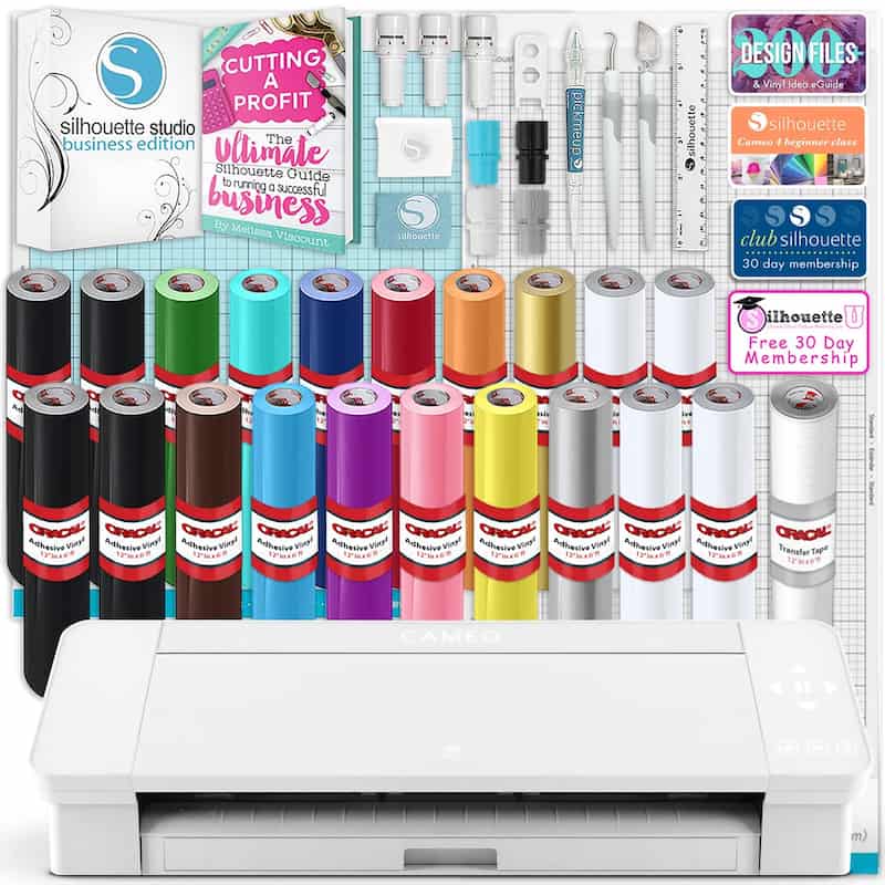 Silhouette White Cameo 4 Business Bundle w/ Oracal Vinyl, Guides, Software, Tools