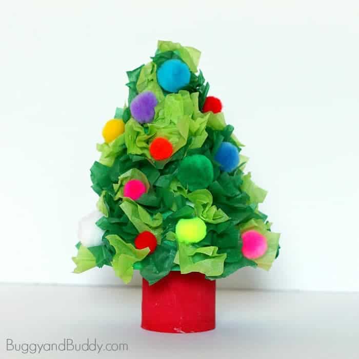Christmas Tree Craft Using Tissue Paper by buggy and buddy