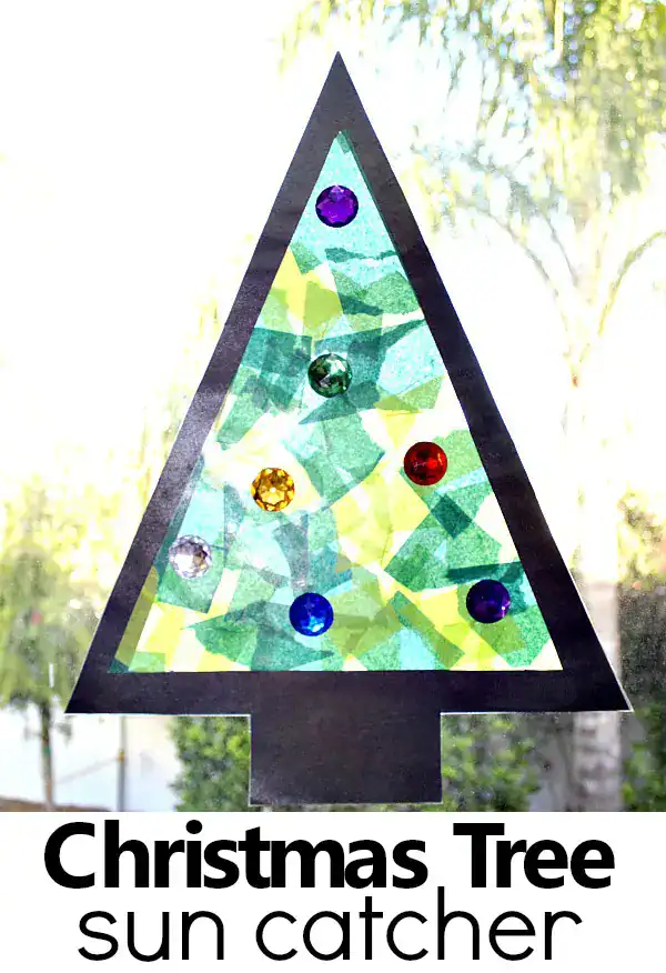 Christmas Tree Sun Catcher Holiday Craft by Fantastic fun and learning