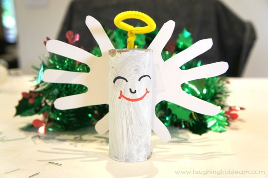 Christmas angel using a paper roll by laughing kids learn