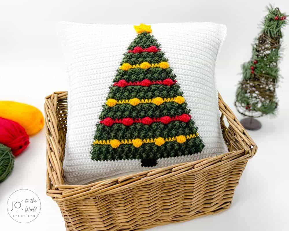 Crochet Christmas Pillow by Jo to the World