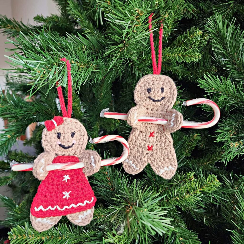 Crochet Gingerbread Man Candy Cane Holder by A Crocheted Simplicity