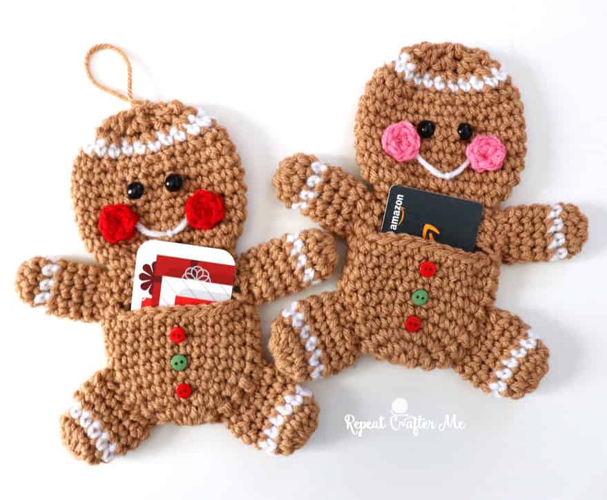 Crochet Gingerbread Man Gift Card Holder by Repeat Crafter Me