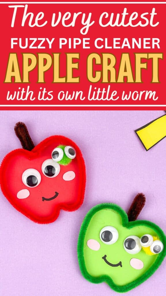 Cute Pipe Cleaner and Paper Apple Craft for Kids with a Worm
