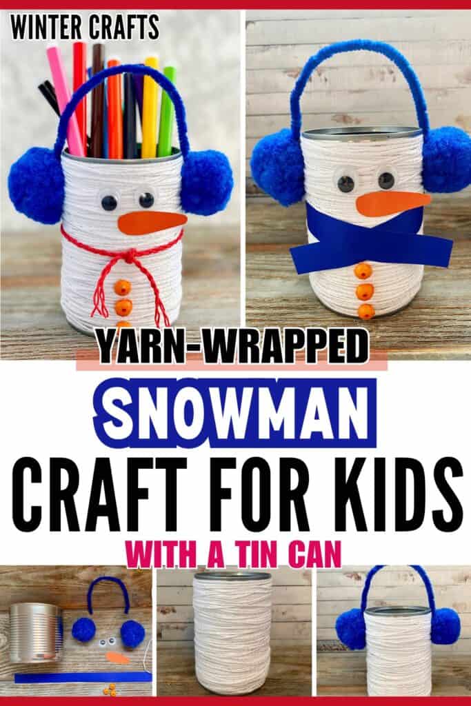 Easy DIY yarn wrapped snowman craft for kids for winter