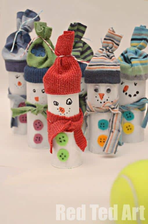 Easy Toilet Roll Snowman with Sock Hats! by red ted art
