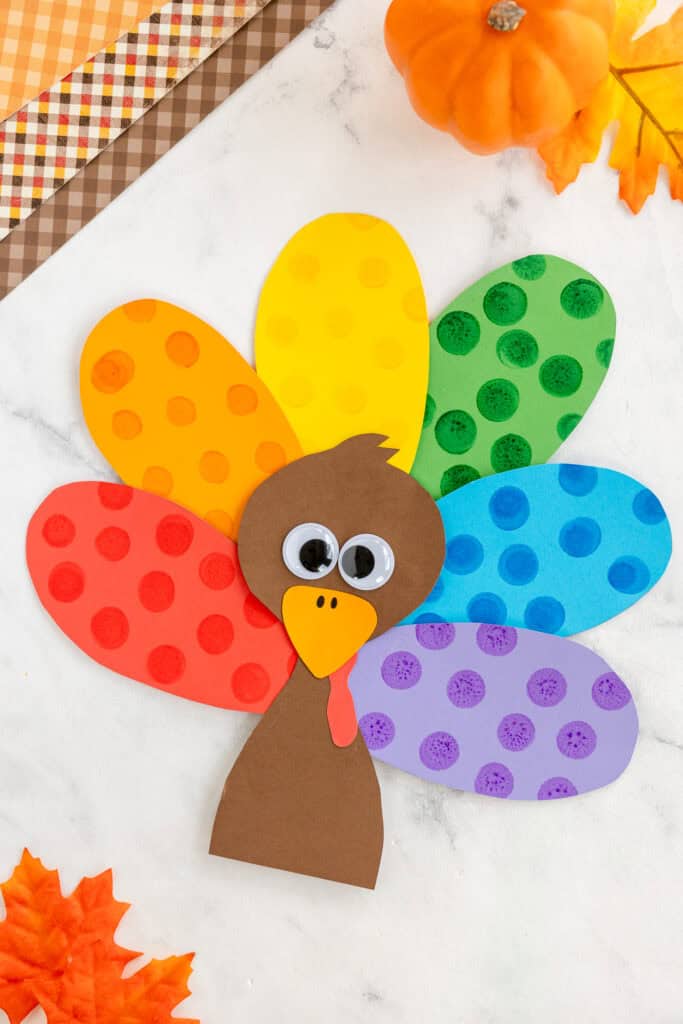 Easy Turkey Do a Dot Thanksgiving Craft for Kids by made to be a momma