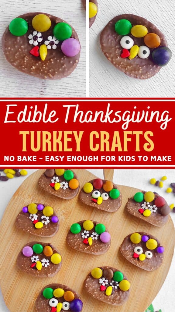 Edible Turkey Thanksgiving Crafts for kids and adults - no bake