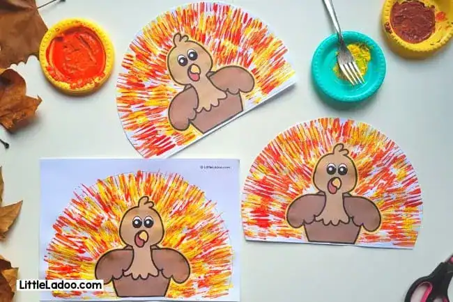 Fork Painted Turkey Craft by little ladoo