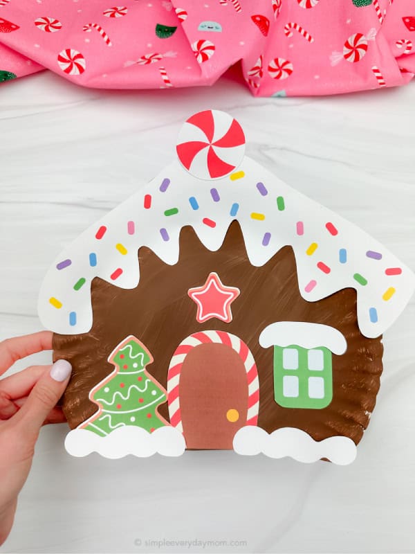 Gingerbread House Paper Plate Craft For Kids by Simple Everyday Mom