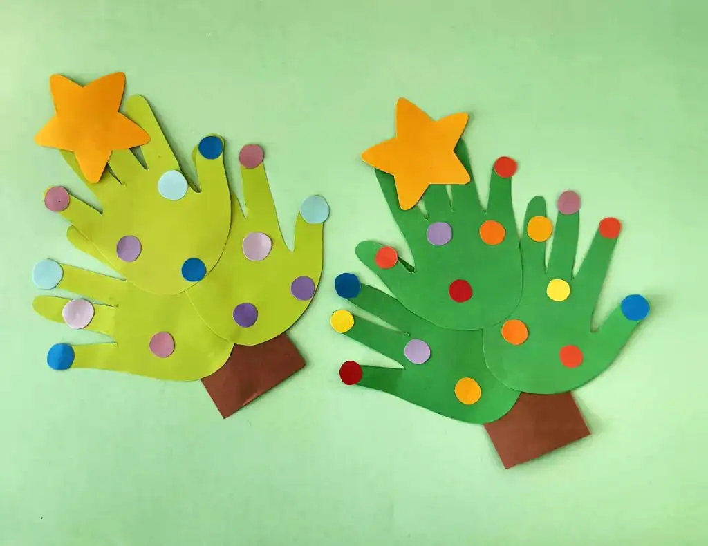 Handprint Christmas Tree Craft by moms and crafters