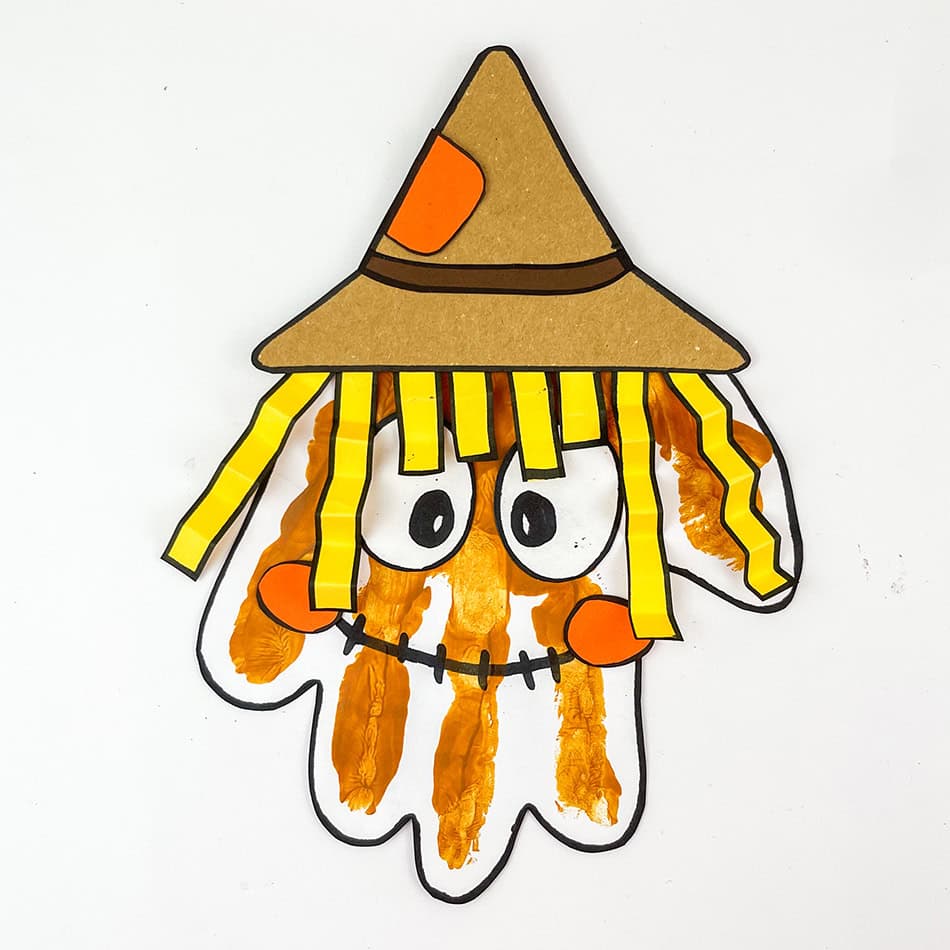 Handprint DIY scarecrow craft for kids