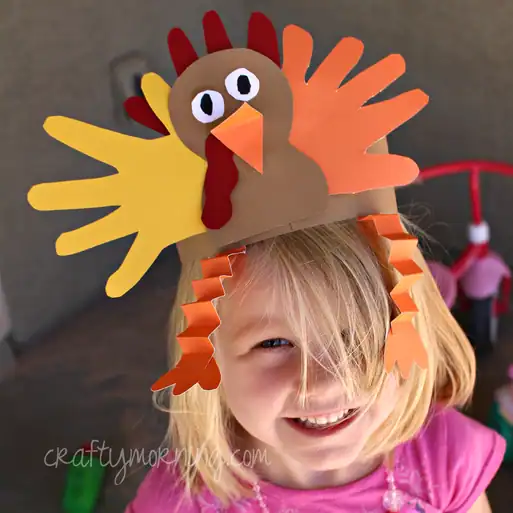 Handprint Turkey Hat for a Thanksgiving Craft by crafty morning