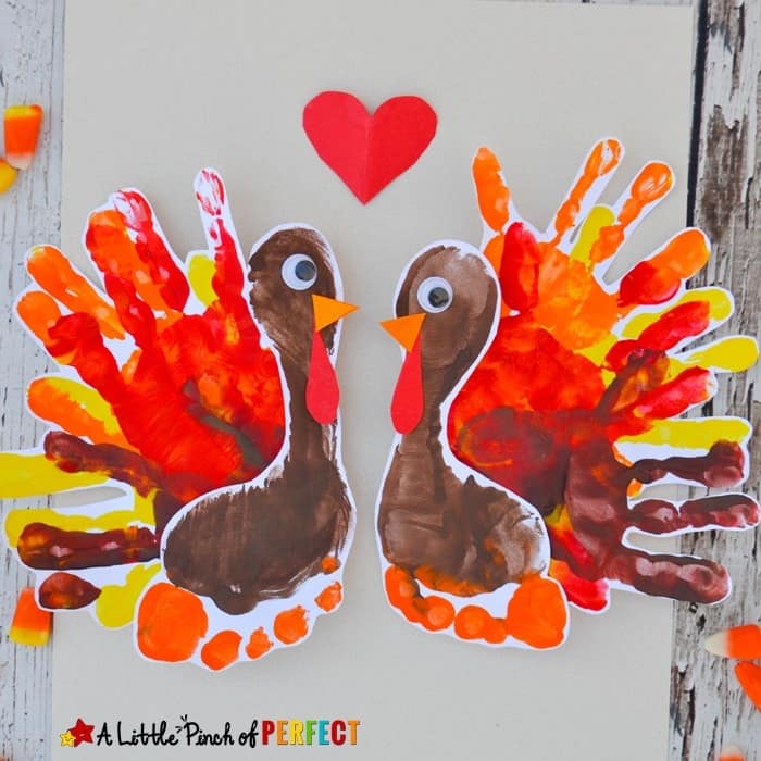 Handprint and Footprint Turkey by a little pinch of perfect